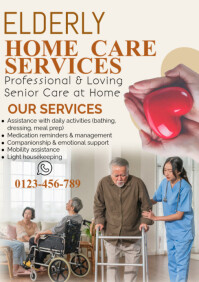 White Pastel Elderly Home care Services  A1 template