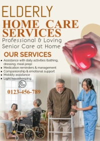 White Pastel Elderly Home care Services  A1 template
