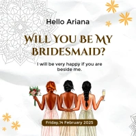 White Pastel Elegant Bridesmaid Invitation Template Instagram Post