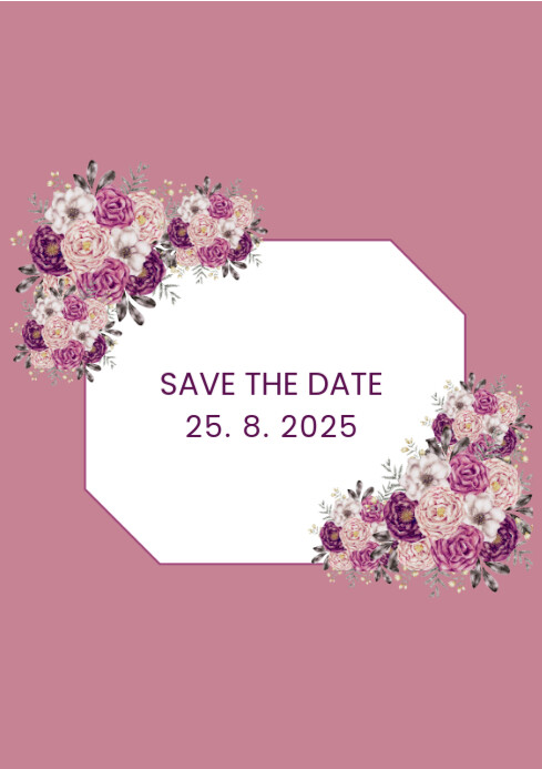 White Pastel Elegant Pink And Burgundy Floral Wedding Invitation – Printable & Editable Template A4