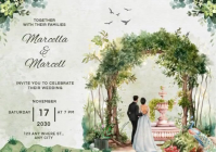 White Pastel Elegant Wedding Invitation A6 template