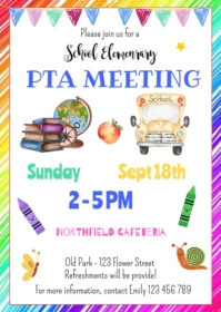 White Pastel Elementary Pta Meeting  A6 template