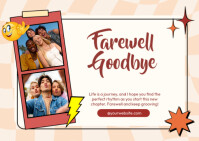 White Pastel Farewell Greeting Card Postcard Postkarte template