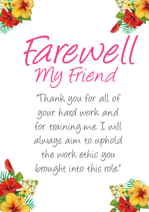 White Pastel Farewell My Friend  A5 template