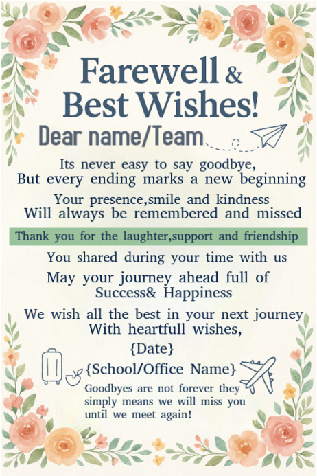White Pastel Farewell  Poster template