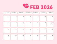 White Pastel February Calendar 2025 Flyer (us Letter) template