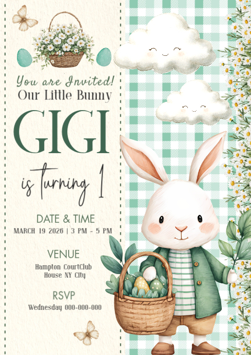 First Birthday Invitation A4 Template | PosterMyWall