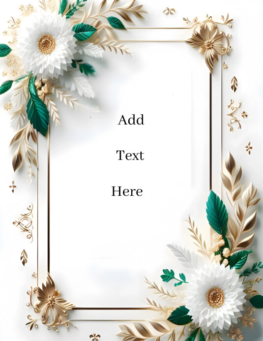 White Pastel Floral Background Template  Flye Volantino (US Letter)