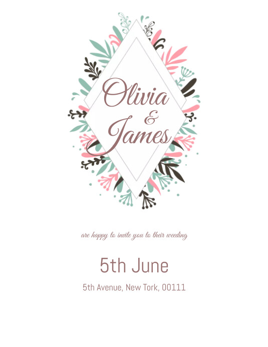 Ivitatio White Pastel Floral Elegant Wedding Invitatio Template | PosterMyWall