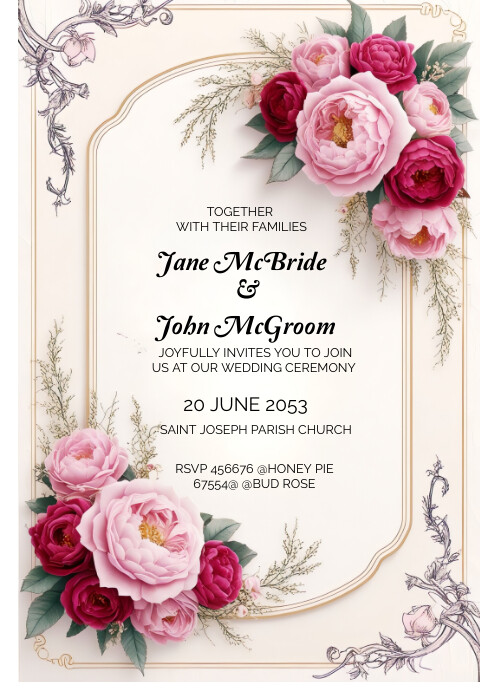 Copy of White Pastel Floral Wedding Card A6 | PosterMyWall