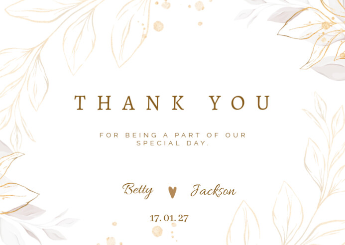 White Pastel Floral Wedding Thank You Card Postcard Template | PosterMyWall