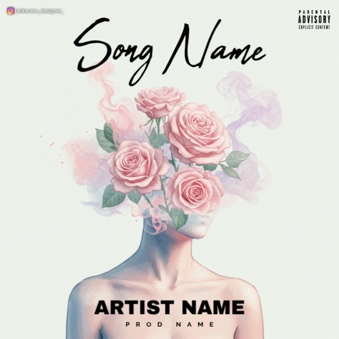 White Pastel Flower Human Album Cover Template | PosterMyWall