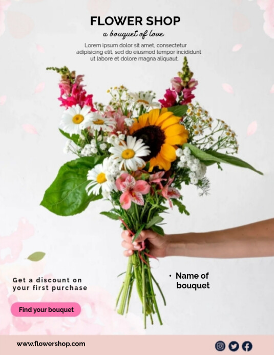 White Pastel Flowers Shop Flyer (us Letter) Pamflet (VSA Brief) template