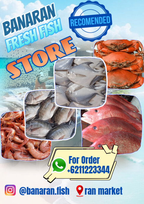 Copy of White Pastel Fresh Fish Store And Market A4 | PosterMyWall