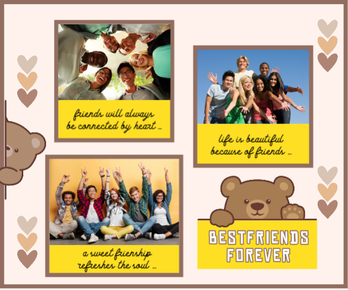 White Pastel Friends Collage Large Rectangle Template | PosterMyWall