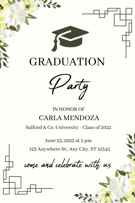 White Pastel Graduation Minimali Poster Template | PosterMyWall