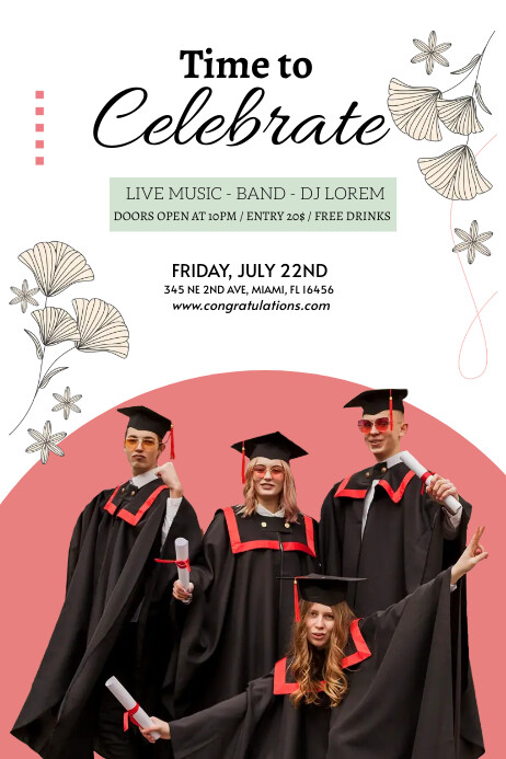 White Pastel Graduation Poster Template | PosterMyWall