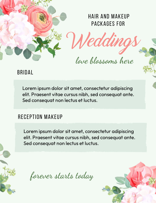White Pastel Hair And Makeup Packages For Wed Template | PosterMyWall