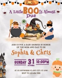 White Pastel Halloween Baby Shower Flyer Instagram Portrait template