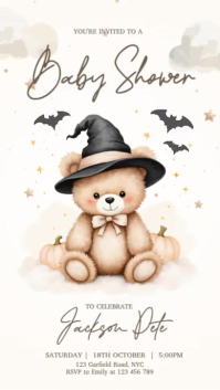 White Pastel Halloween Baby Shower Instagram Story template