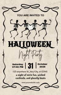 Белый Halloween Party Invitation Tabloid Template