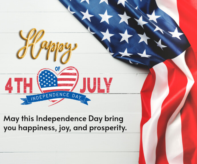 White Pastel Happy 4th Of July Flyers Medium Rectangle Retângulo médio template