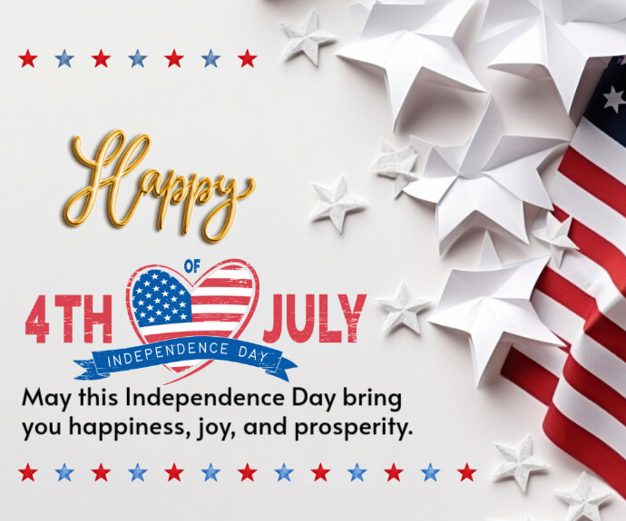 White Pastel Happy 4th Of July Flyers Medium Rectangle template