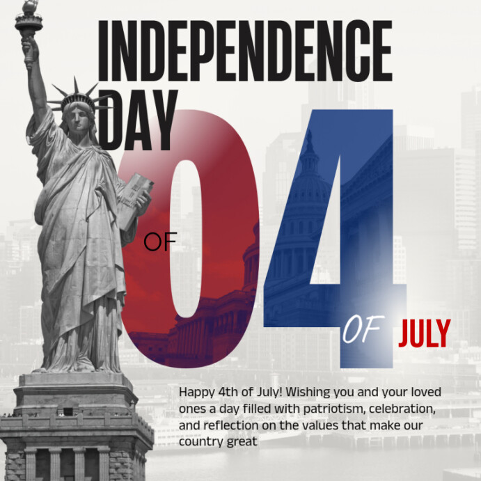 White Pastel Happy 4th Of July  Instagram Post template