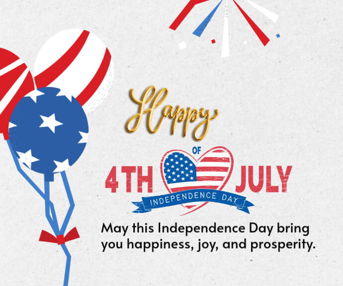 White Pastel Happy 4th Of July Wish Posters Medium Rectangle template