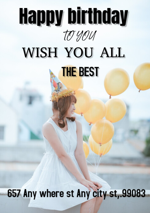 White Pastel Happy Birthday A2 template