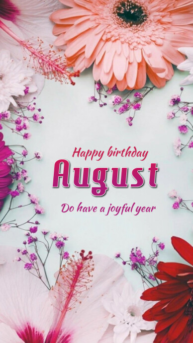 White Pastel Happy Birthday August  Whatsapp Status WhatsApp-status template