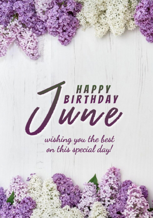 White Pastel Happy Birthday June A4 Template | PosterMyWall