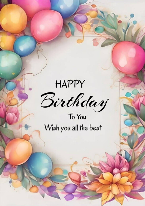 White Pastel Happy Birthday To You  A5 template