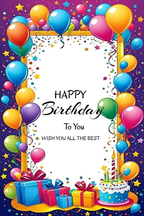 White Pastel Happy Birthday To You  Poster Cartaz template