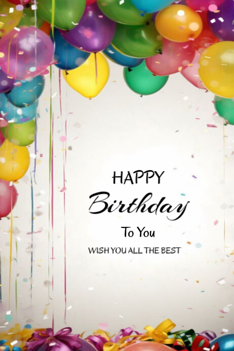 White Pastel Happy Birthday To You  Poster Cartaz template
