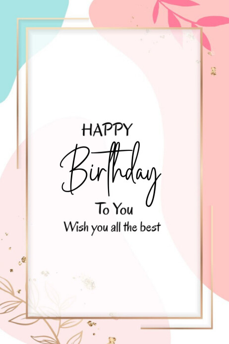 White Pastel Happy Birthday To You  Poster template