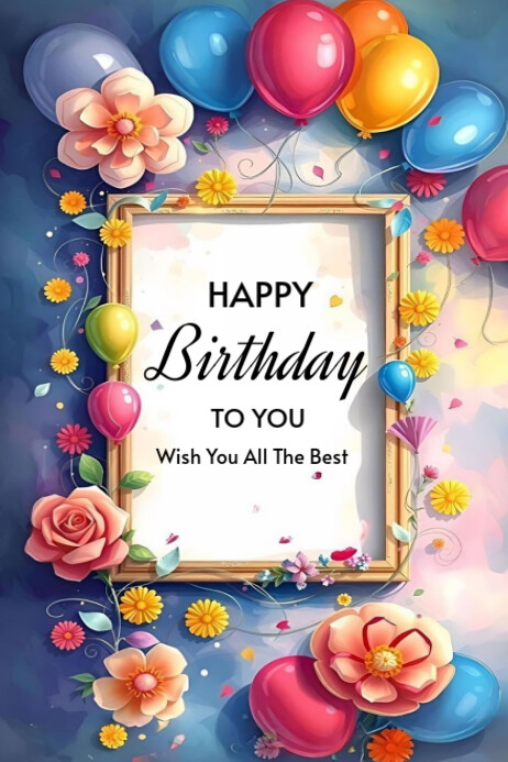 White Pastel Happy Birthday To You  Poster Plakkaat template