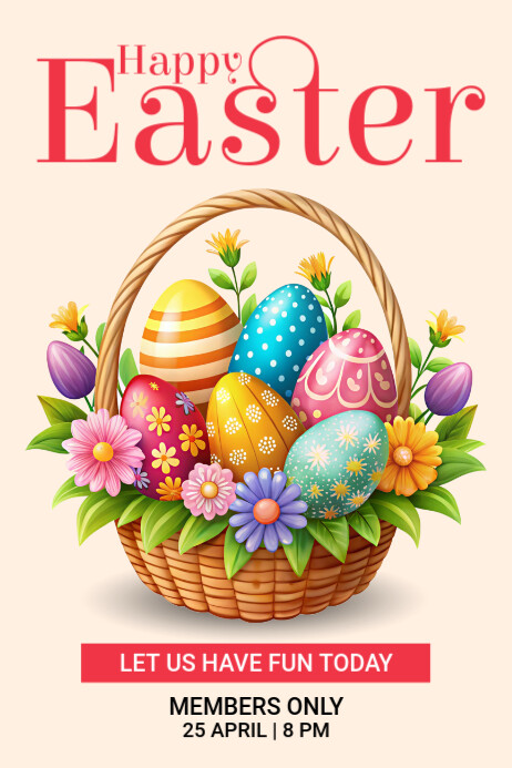 White Pastel Happy Easter Poster Template | PosterMyWall