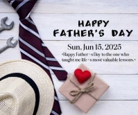 White Pastel Happy Father's Day Wish Cards  Large Rectangle Rectángulo Grande template