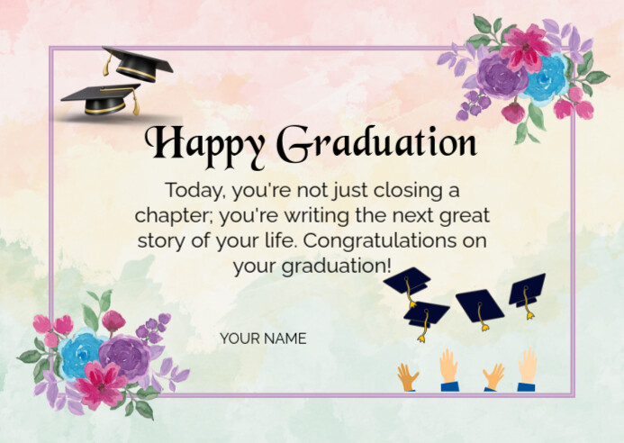 White Pastel Happy Graduation Posters  Postcard Poskaart template