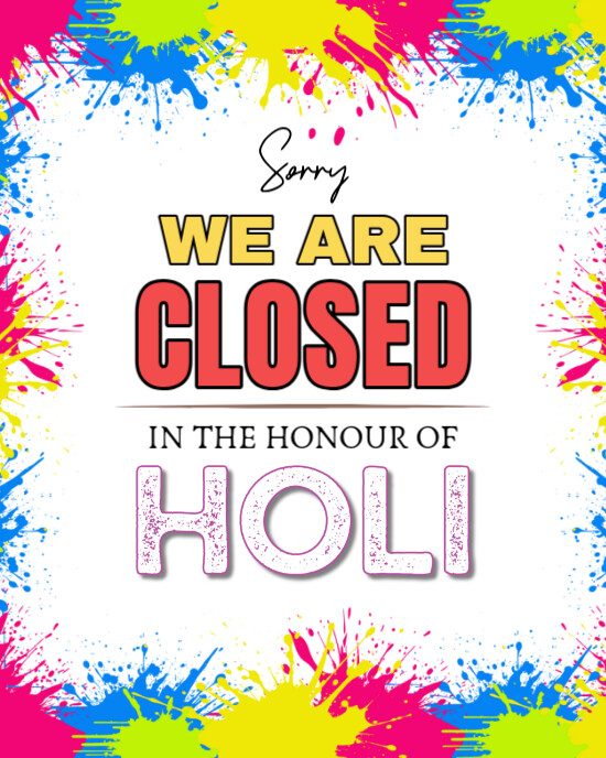 White Pastel Happy Holi Color Event Celebration  Instagram Portrait template