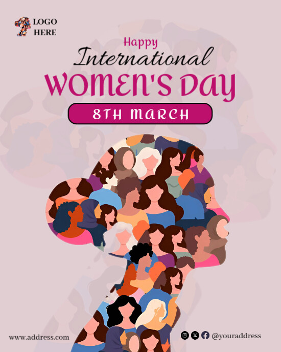 White Pastel Happy International Women's Day  Instagram Portrait template