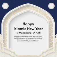 White Pastel Happy Islamic New Year Wish Cards  Instagram Post Wpis na Instagrama template