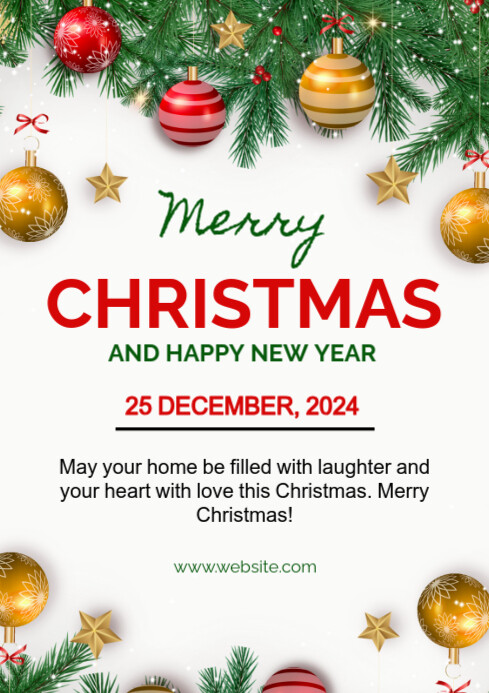 Copy of White Pastel Happy Merry Christmas Flyers A4 | PosterMyWall