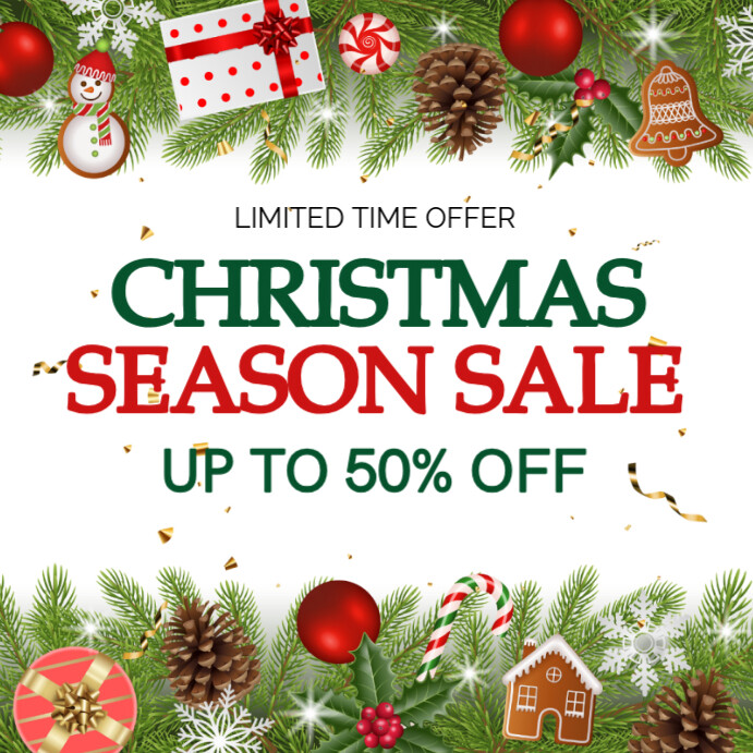 White Pastel Happy Merry Christmas Sale Instagram Post Template ...