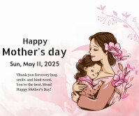 สีขาว White Pastel Happy Mother's Day Wish Cards Large Rectangle Duży prostokąt Template