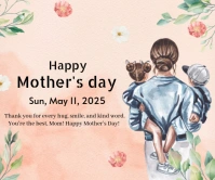 White Pastel Happy Mother's Day Wish Card Large Rectangle template
