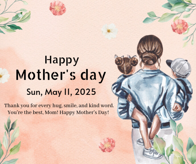 White Pastel Happy Mother's Day Wish Card Large Rectangle Duży prostokąt template