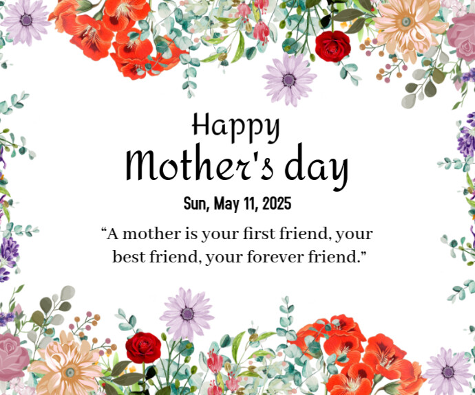 White Pastel Happy Mother's Day Wish Medium Rectangle Templat ...