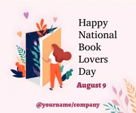 White Pastel Happy National Book Lovers Day T Grote rechthoek template